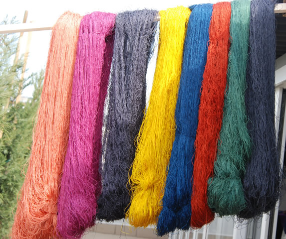 Silk yarns dyed by MArmara University Beautiful Arts Section using natural dyes natural dyes